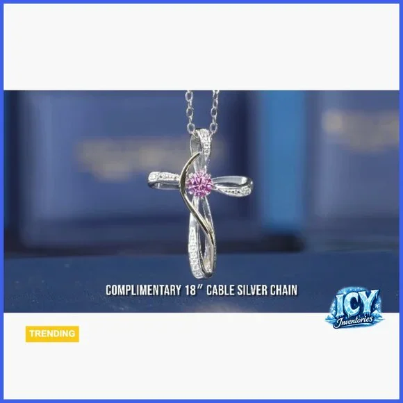 Sterling Silver and 10K Yellow Gold Infinity Cross Pendant Necklace with Lab